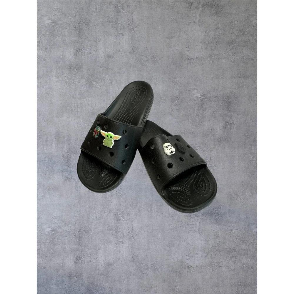 Crocs Iconic Comfort Black Rubber Slides Sandals Men's 9 Women's 11 Starwars